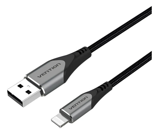 Cable Usb 2,0 Para iPhone 2,4a Trenzado 2 Metros Vention Negro