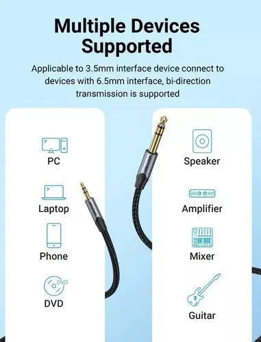 Cable Audio Trs Aux Macho 3,5mm A Macho 6,5mm 3m Vention