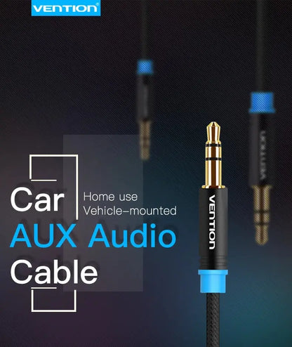 Cable De Audio Aux 3,5mm Trs Trenzado Negro 0,5m Vention