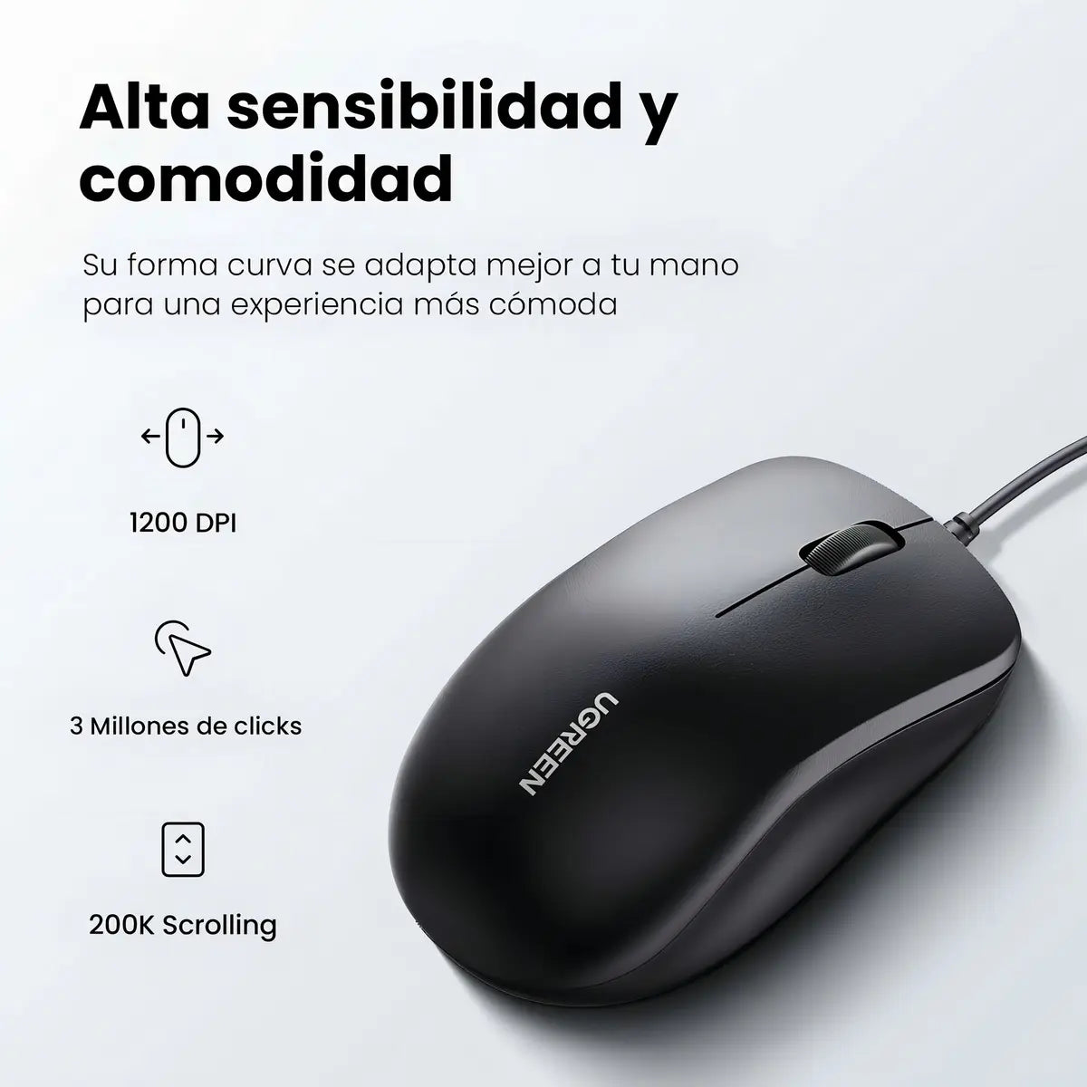 Kit Teclado Y Mouse Usb Ugreen Combo Business Premium 1200dp Negro