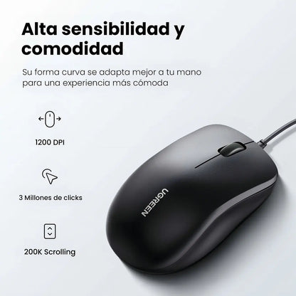 Kit Teclado Y Mouse Usb Ugreen Combo Business Premium 1200dp Negro
