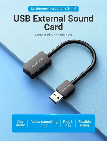 Cable Adaptador De Audio Aux 3,5mm A Usb Microfono Vention Negro
