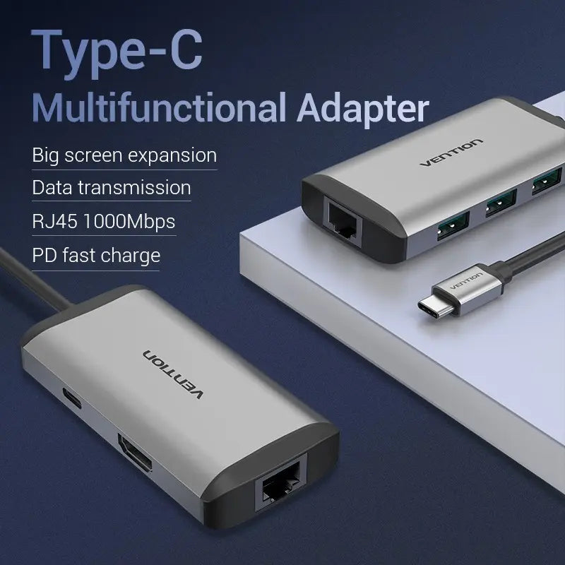 Hub Adaptador Multipuerto 6 En 1 Usb C Hdmi Usb 3,0 Vention