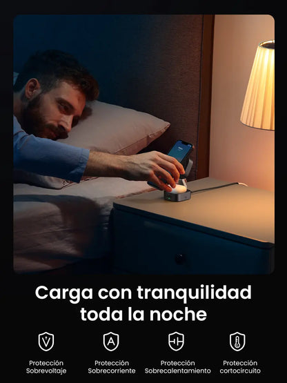 Cargador Inalámbrico Magnético 2 En 1 Plegable 25w Ugreen Gris