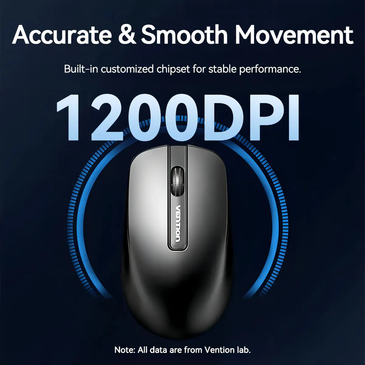 Mouse Optico Vention Inalambrico 10 Metros Usb 1200 Dpi 2,4g Negro