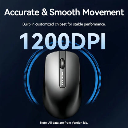 Mouse Optico Vention Inalambrico 10 Metros Usb 1200 Dpi 2,4g Negro