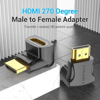 Adaptador Hdmi Macho A Hdmi Hembra Codo 270° 4k Hd Vention