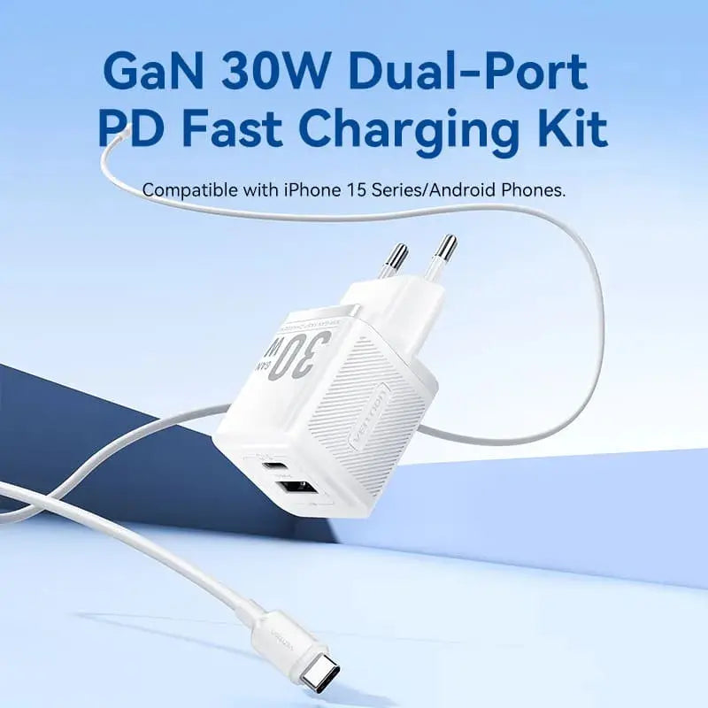 Cargador Con Cable Adaptador Carga Rapida Usb C 30w Vention