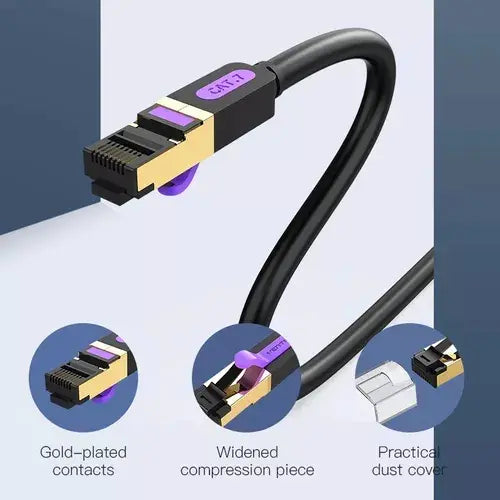 Cable De Red Cat7 Sstp Blindado 15 M Patch Cord Rj45 Vention