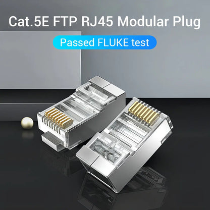 Ficha De Red Rj45 Cat5e Modular Blindada Metal X100 Vention