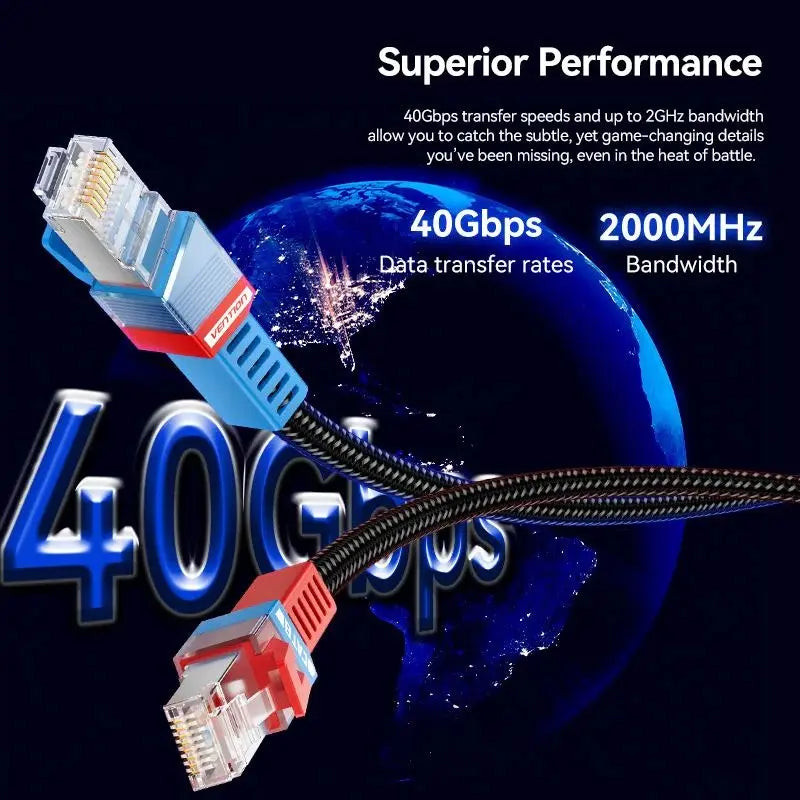 Cable De Red Gamer Cat8 Rj45 Patch Cord Sftp 1 M Vention