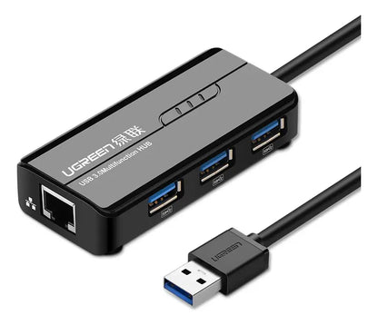 Hub Multipuerto 4 Usb 3,0 + Red Rj45 1000 Mbps Ugreen