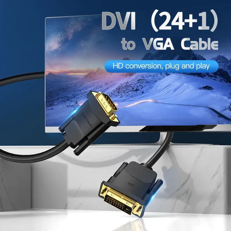 Cable De Video Dvi 24+1 A Vga Hd 1080p 60hz 1 Metro Vention Negro