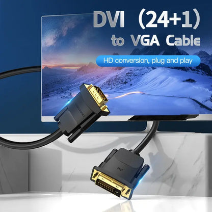 Cable De Video Dvi 24+1 A Vga Hd 1080p 60hz 1 Metro Vention Negro