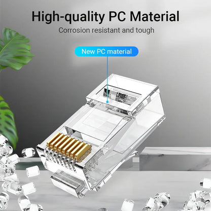 Ficha De Red Plug Cat6a Rj45 Modular Cable Utp X50 Vention