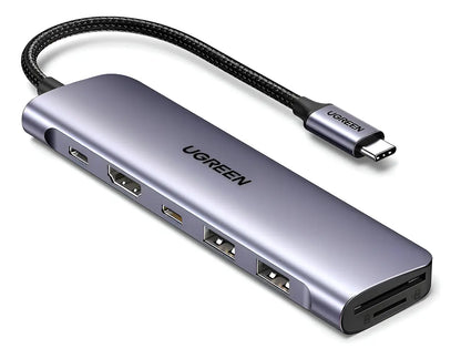 Hub Multipuerto Usb C 7 En 1 Hdmi 4k Usb 3,0 Sd 100w Ugreen Plateado