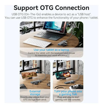 Hub Multipuerto Usb 3,0 X4 5 En 1 Gris Carga 0,5cm Vention Gris