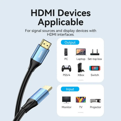 Cable Hdmi 1,4 4k 30hz 3d Hdr Hdcp 10 Metros Azul Vention