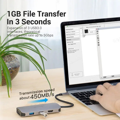 Hub Multipuerto 5 En 1 Usb C Hdmi Vga Usb Con Carga Vention