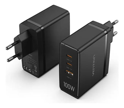 Cargador Rapido Usb C + Usb 3 Puertos Fuente 100w Vention