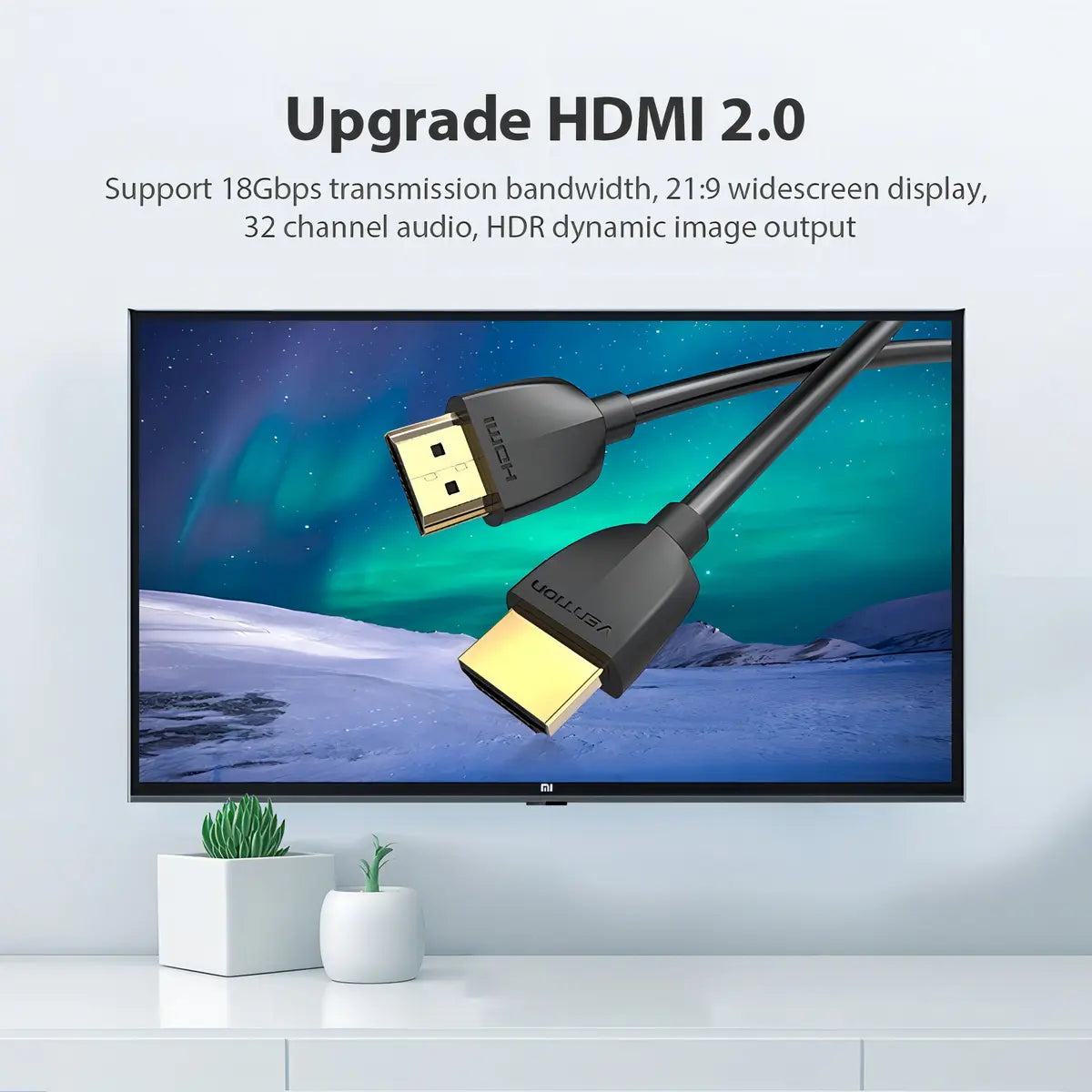 Cable Hdmi 2,0 Certificado Ultra Liviano 4k Hdr 1 Mt Vention
