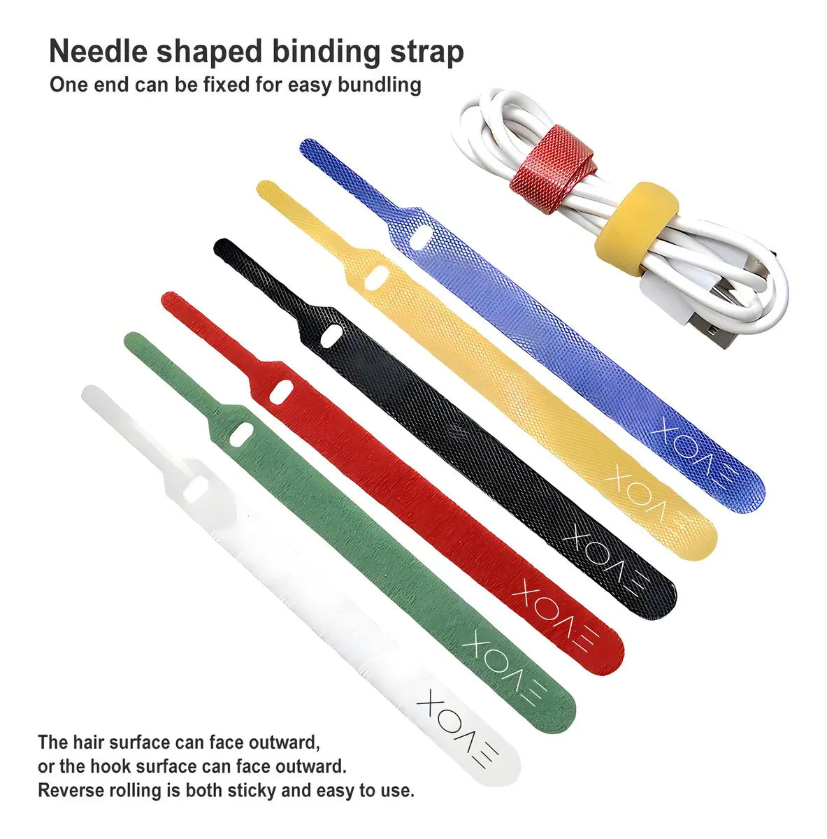 Tira Organizadora De Cables X6 Nylon Autoadhesivo 15cm Evox Negro