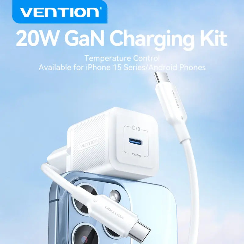 Cargador Con Cable Adaptador Carga Rapida Usb C 20w Vention