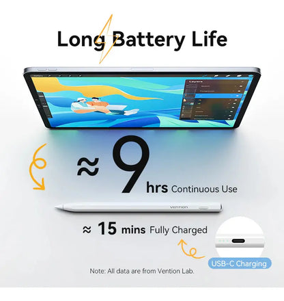 Lápiz Tactil Optico Usb C 9 Horas Aluminio Para iPad Vention