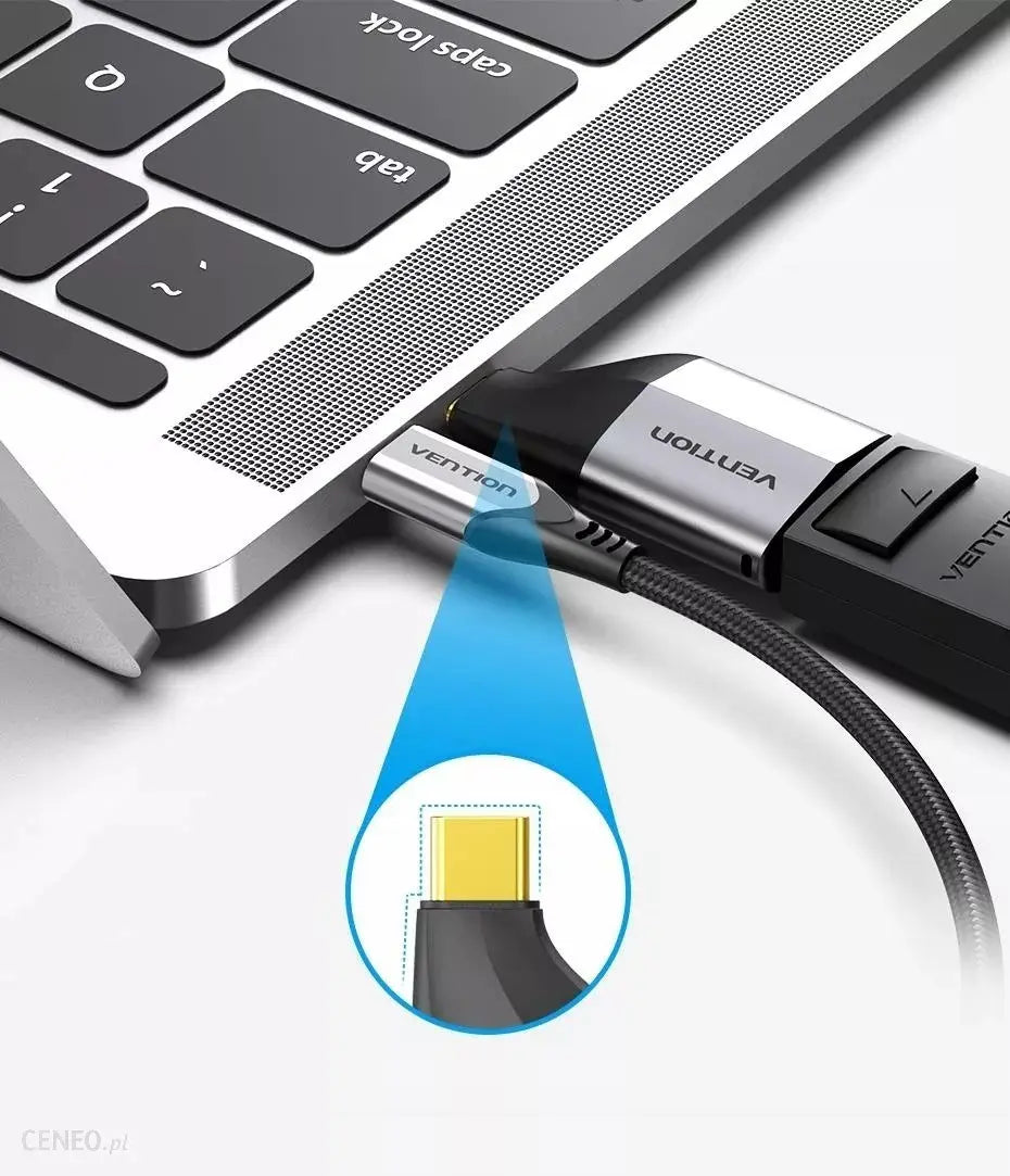 Adaptador Usb-c A Display Port 4k Pc Mac Celular Vention Gris/negro