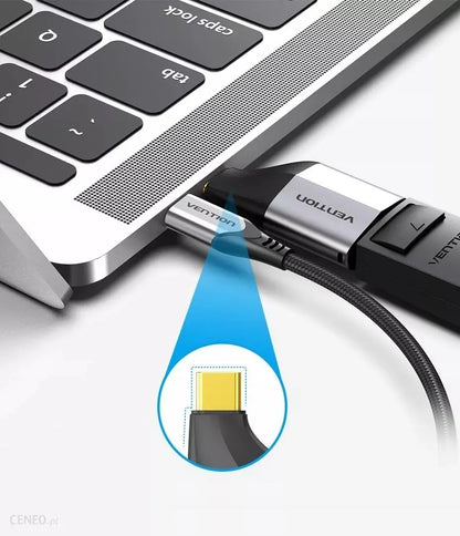 Adaptador Usb-c A Display Port 4k Pc Mac Celular Vention Gris/negro