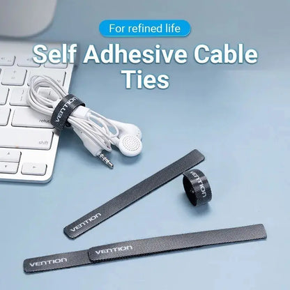 Tira Organizadora De Cables Nylon Autoadhesivo Vention - Negro