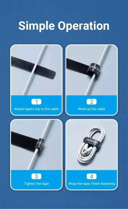 Tira Organizadora De Cables Nylon Autoadhesivo Vention - Negro