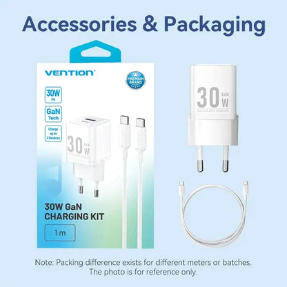 Cargador Con Cable Adaptador Carga Rapida Usb C 30w Vention
