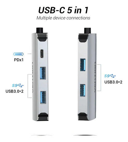Hub Multipuerto Usb C A Usb 3,0 X 4 + Carga Pc Mac Vention