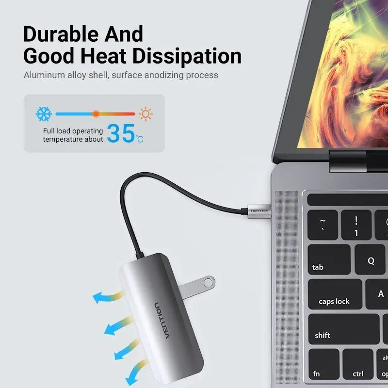 Hub Multipuerto Vention Hdmi Usb 3,0 Usb C + Power Delivery