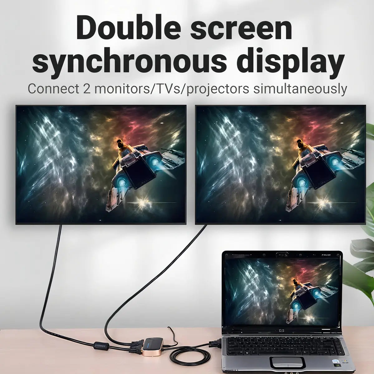 Splitter Adaptador Vga Para 2 Monitores 1080p Vention