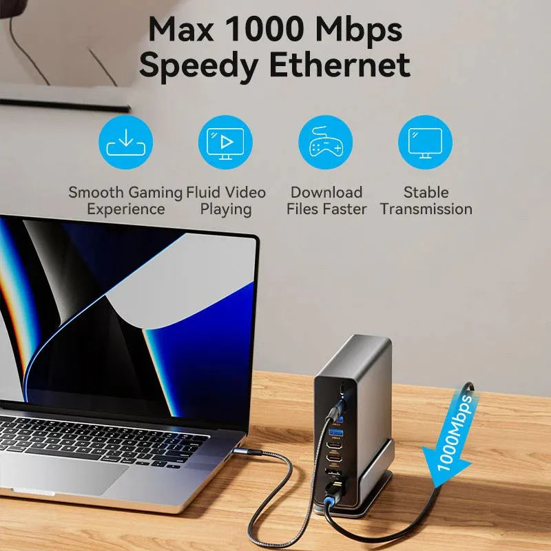 Docking Station 15 En 1 Usb C Hdmi Usb Dp Rj45 Sd/tf Vention