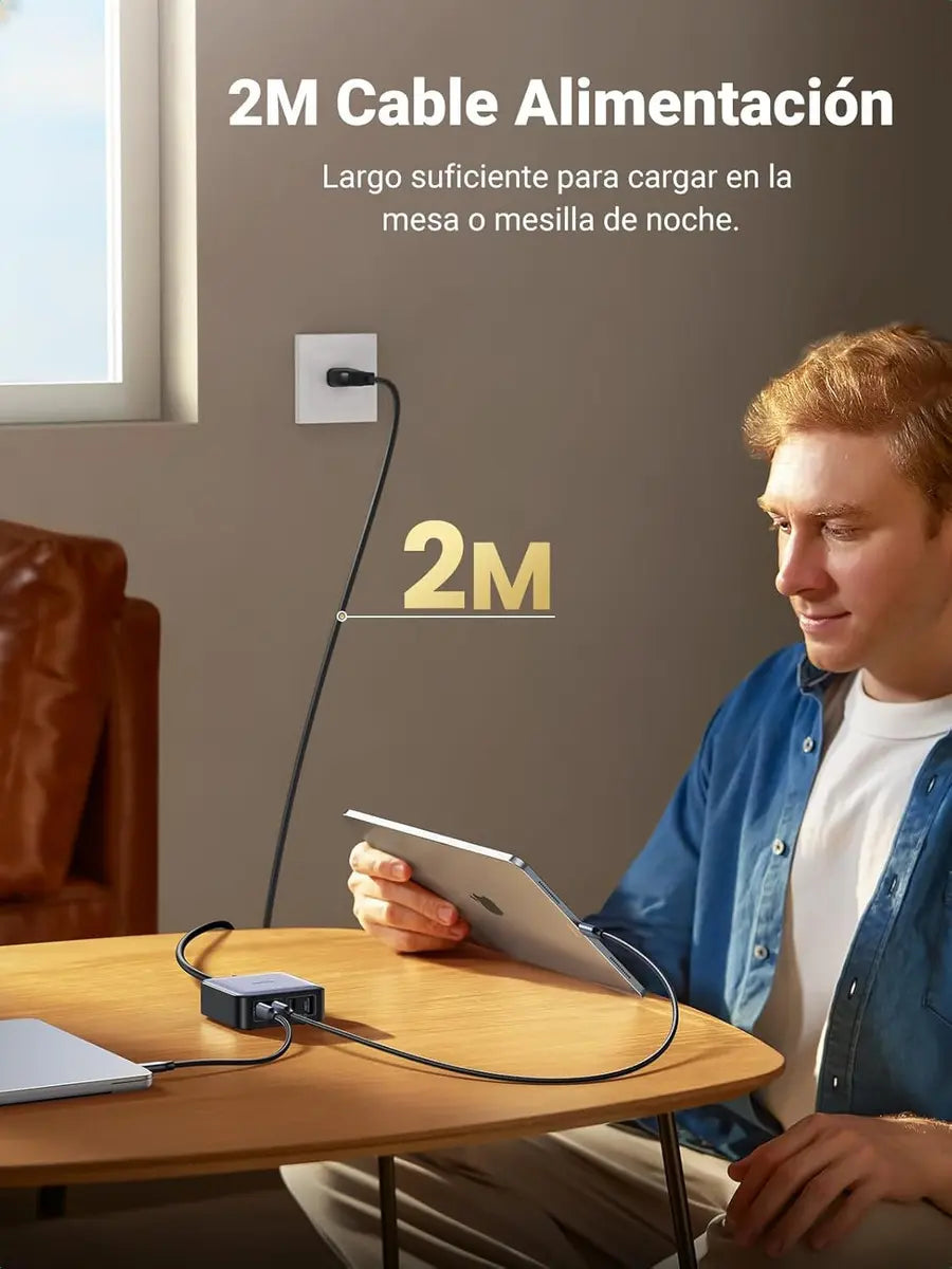 Cargador Usb C Nexode 65w Gan 4 Puertos Carga Rpida Ugreen Plateado
