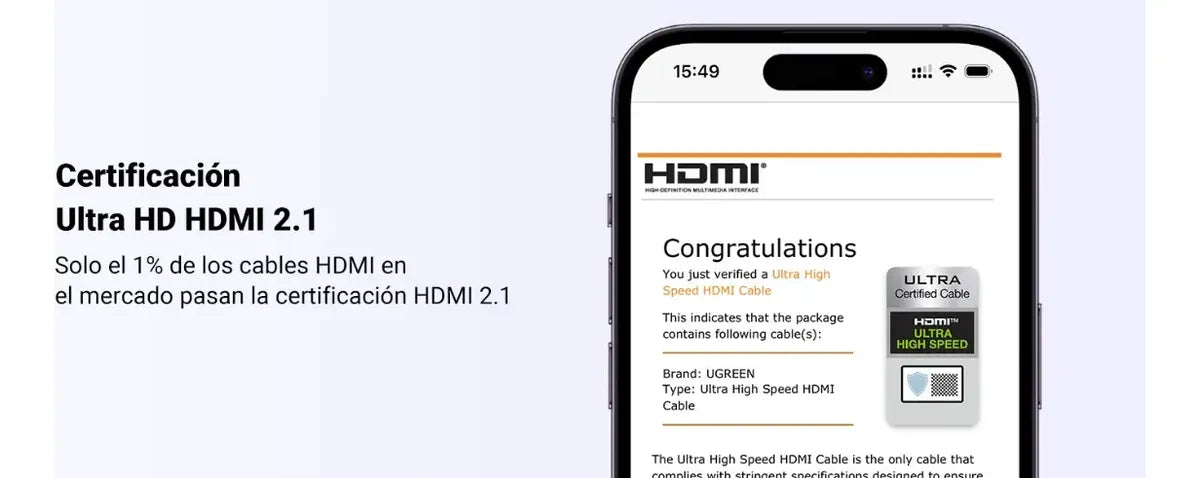 Cable Hdmi 2,1 8k 60hz Full Hd 4k 120hz Hdr Gamer 2m Ugreen