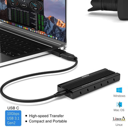 Carry Disk Case M2 Pcie Nvme Ssd Usb C 3,1 10 Gbps Fideco
