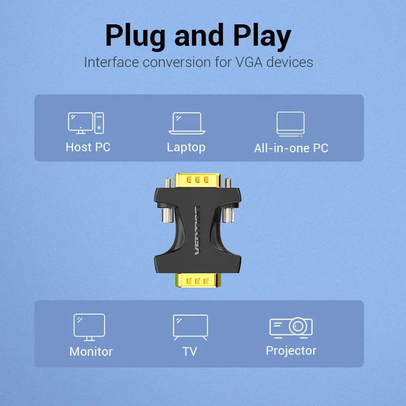 Adaptador Union Vga Extensor Macho A Macho Ficha Vention
