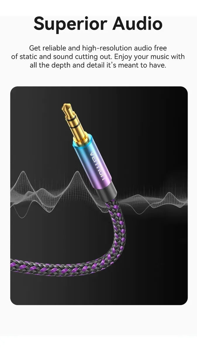 Cable Audio Auxiliar Mini Plug 3,5 Mm 1 M Aluminio Vention