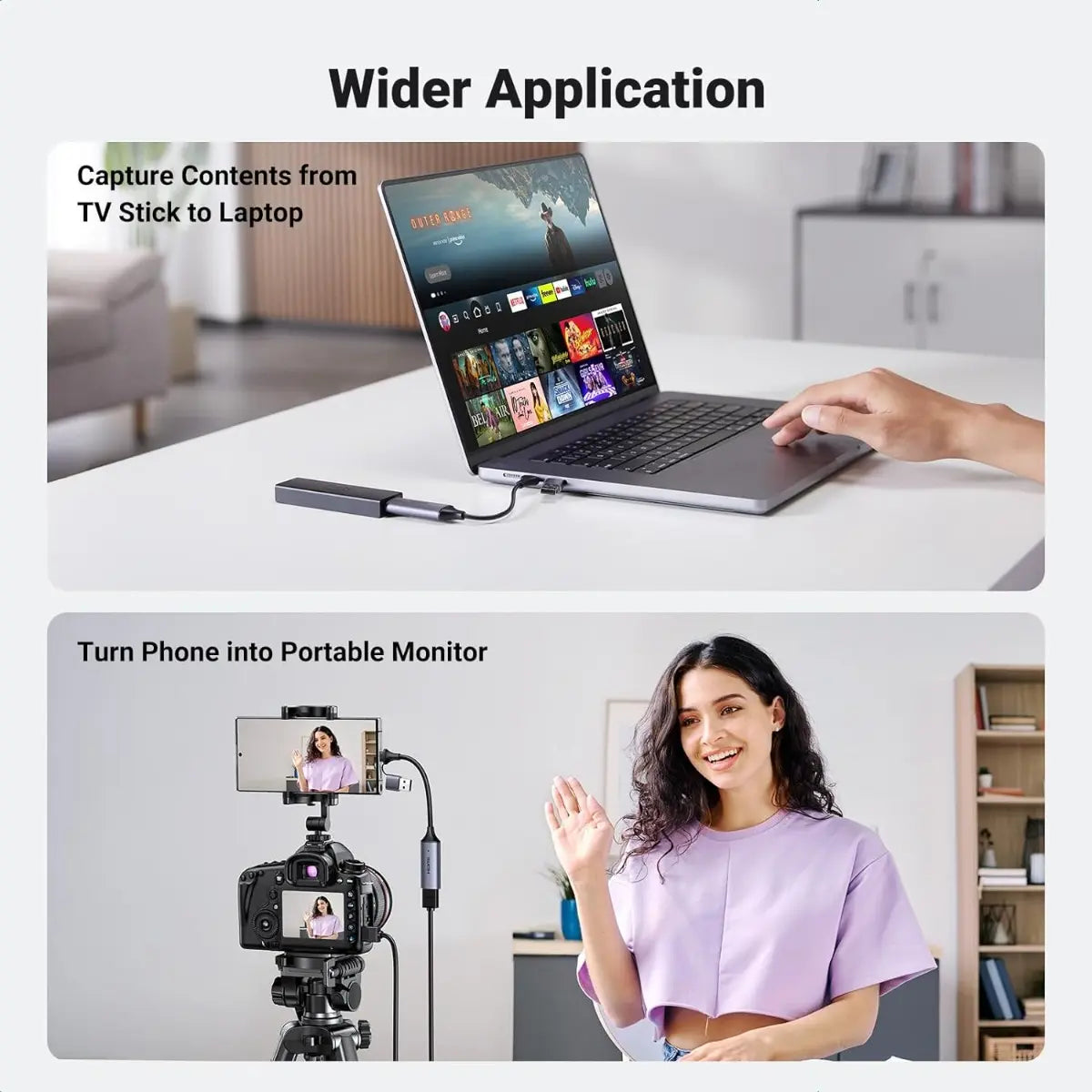 Adaptador Vídeo Hdmi Hembra A Usb + Usb-c 4k 60hz Ugreen