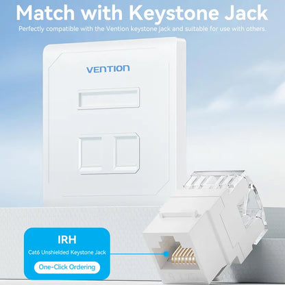 Faceplate 2 Puertos Keystone Tapa Bastidor Rj45 Vention Blanco