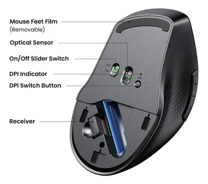 Mouse Inalambrico Bluetooth5,0 Ergonomic Usb 4000dpi Ugreen