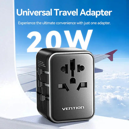 Cargador Universal De Viaje Usb 20w 3a Bivolt Vention Negro