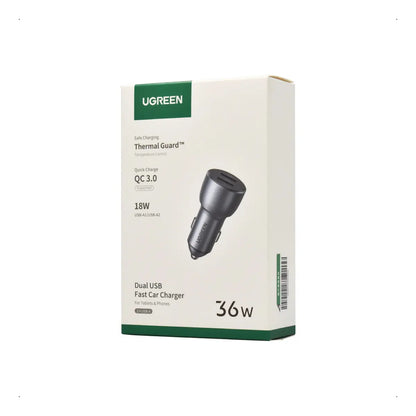 Cargador Auto Doble Puerto Usb Carga Rapida 3,0 36w Ugreen Azul