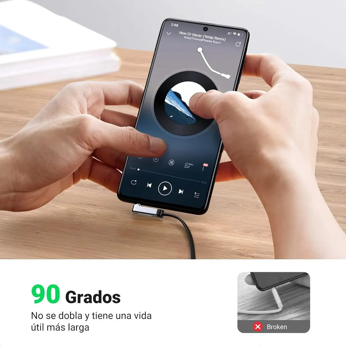 Cable De Audio Auxiliar Plug 3,5 Mm 90º En L 1 Metro Ugreen