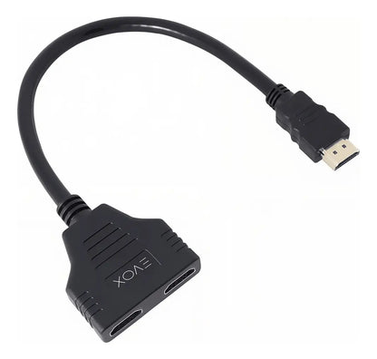 Splitter Hdmi 1x2 Cable Adaptador Evox 0,30cm 1080p Negro