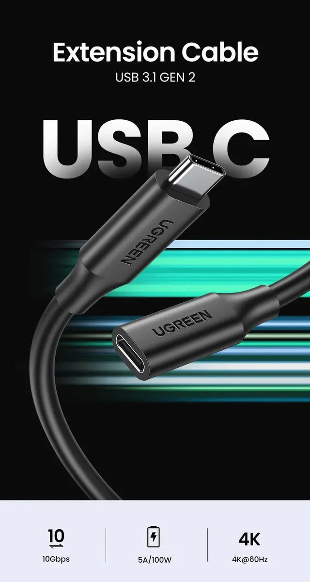 Cable Extensor Usb C 3,1 Thunderbolt 3 100w 4k Ugreen 1m